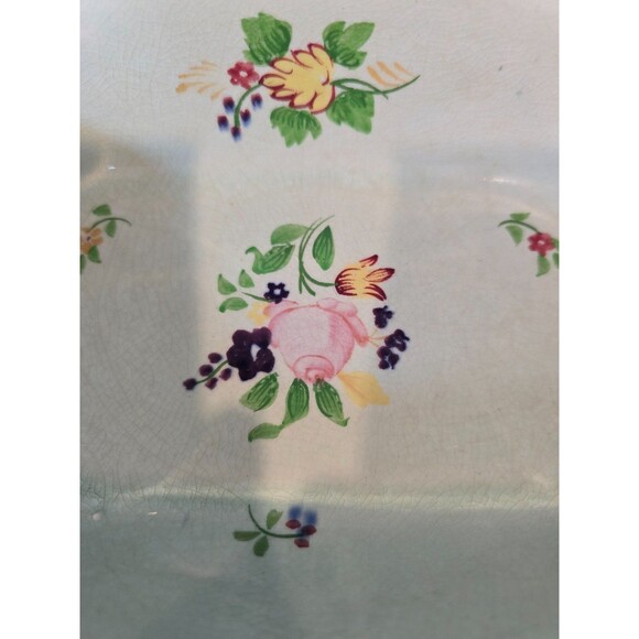 Adams Calyx Ware Hand Painted Lowestoft Vegetable Bowl 9.5" x 7.5" Vintage - Picture 2 of 9